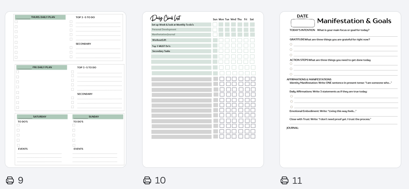 Blank Monthly Planner (Fillable Dates)