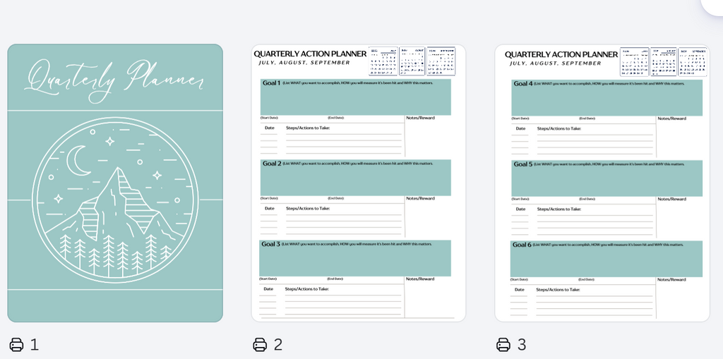 Quarterly Action Planner | Monthly, Weekly & Daily Digital Planner