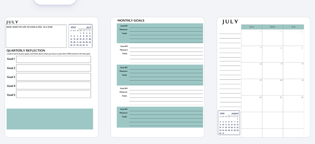 Quarterly Action Planner | Monthly, Weekly & Daily Digital Planner